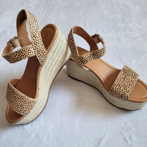 J. Crew Shoes - NWOB. J. Crew Calf Hair Leopard Print Espadrilles Wedges. Size 7. 